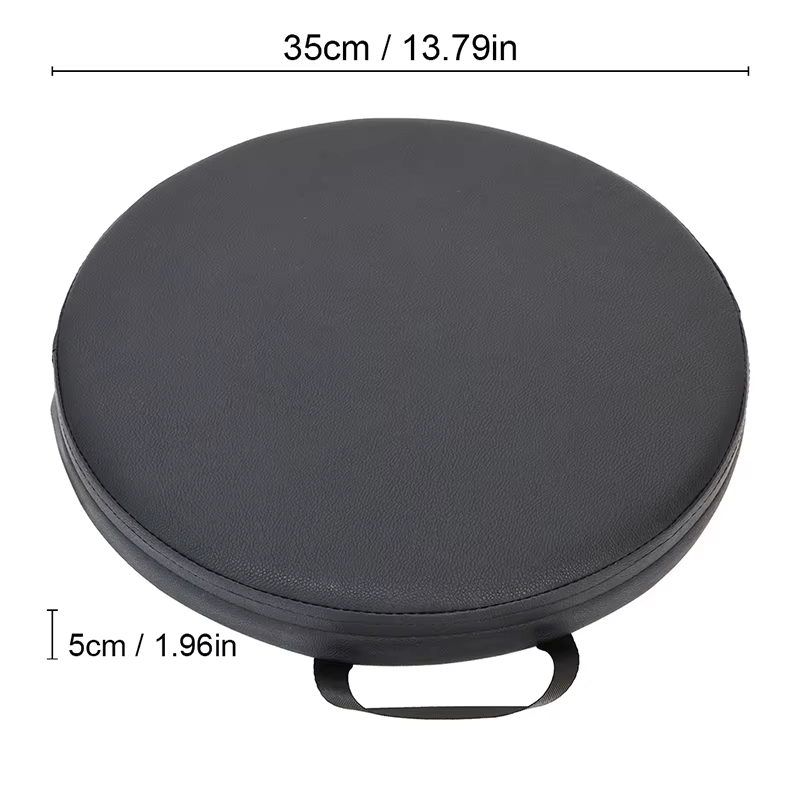 Coussin de chaise rond imperméable en cuir avec mousse à mémoire de forme – Coussin de siège de 35 cm pour voiture de bureau, poignée noire et options multicolores