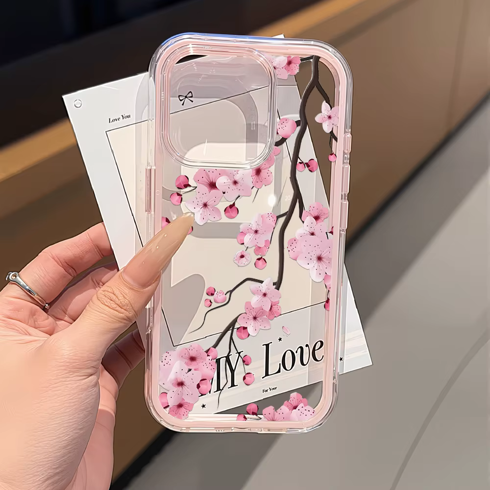 Coque de téléphone couleur bonbon 2 en 1, étui souple TPU Transparent à fleurs pour iPhone 11 16 17 Pro Max 13 15 14 12 17 Air 17promax