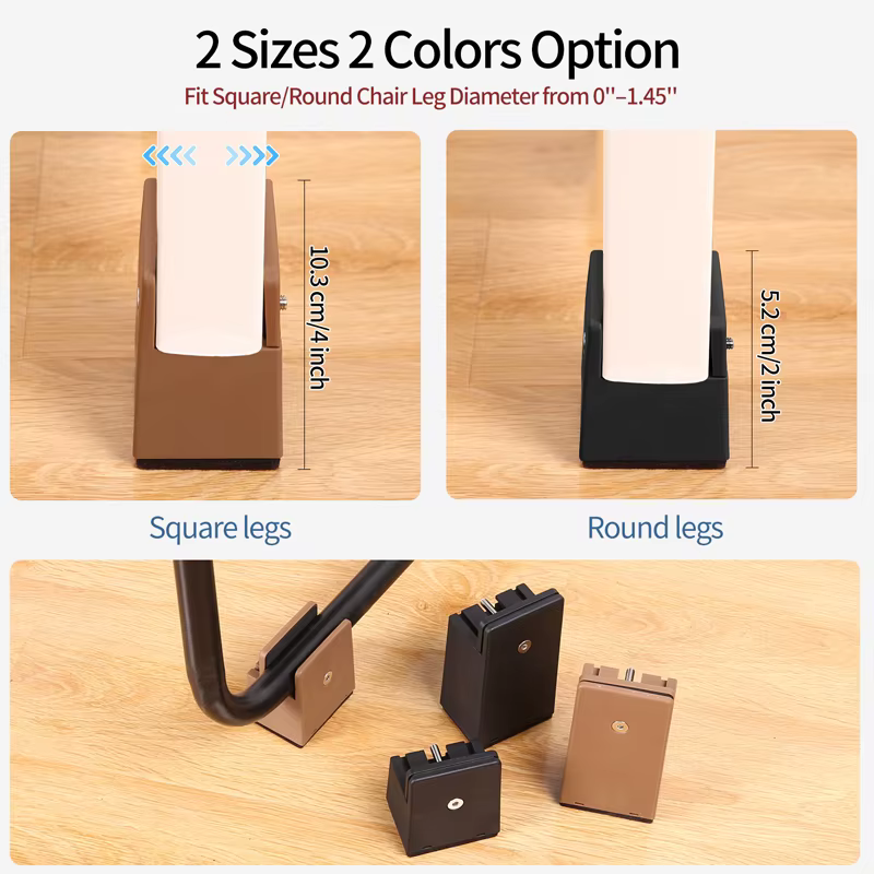 4 pièces pieds de chaise réglables Riser vis pince 2 4 pouces hauteur robuste canapé Tables lit meubles Risers carré
