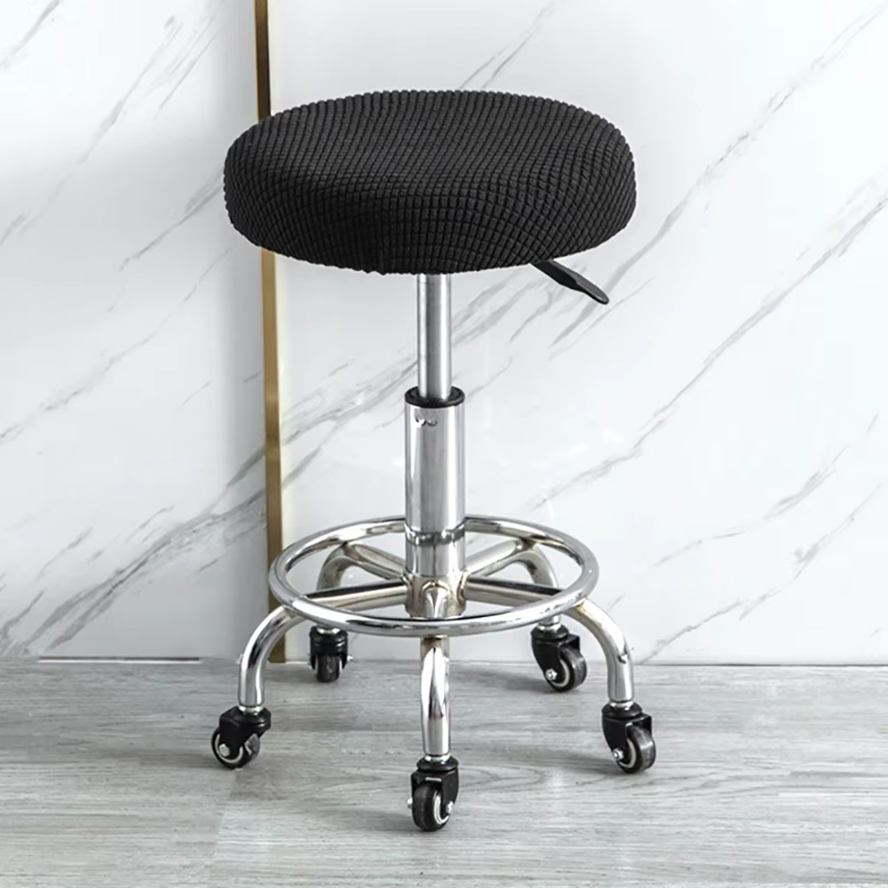 Housse de chaise ronde de couleur unie, housse de tabouret de salle à manger, housse de coussin de chaise élastique, housse de siège de Bar lavable, épaisse
