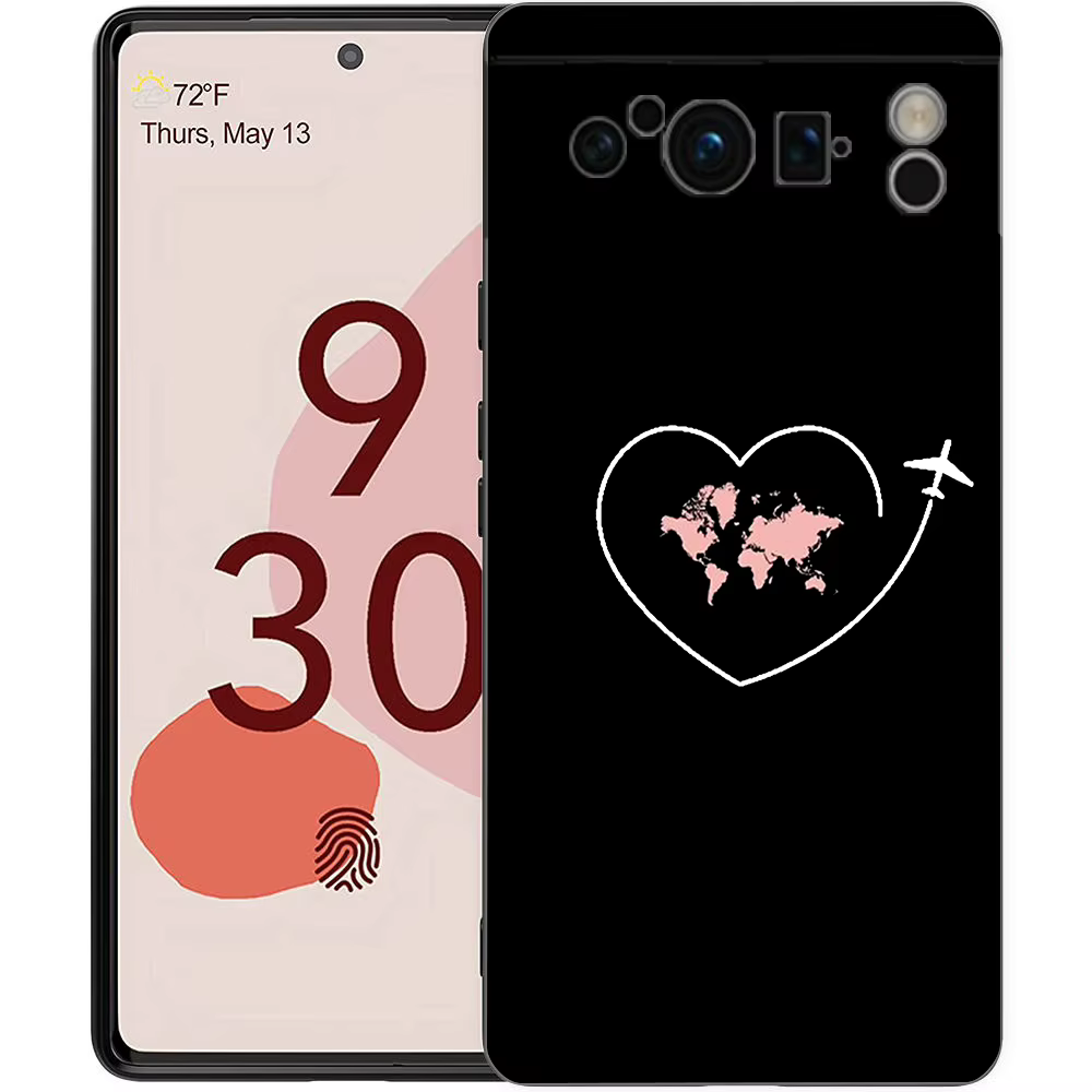 Coque de téléphone en Silicone noir antichoc, carte du monde de dessin animé, direction de paysage, pour Google pixel 9 8 7 6 Pro 8A 6A 7A 5G