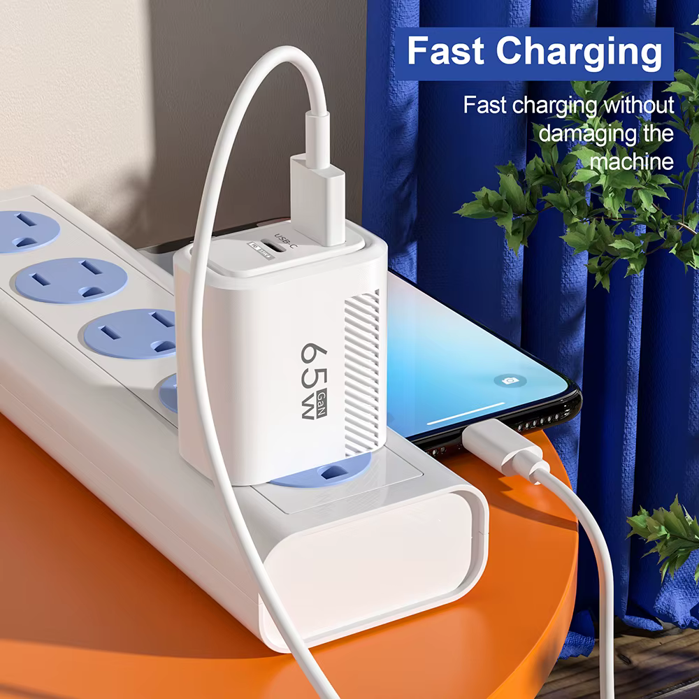 65W GaN Charge rapide USB Type C chargeur US EU Plug PD 3.0
