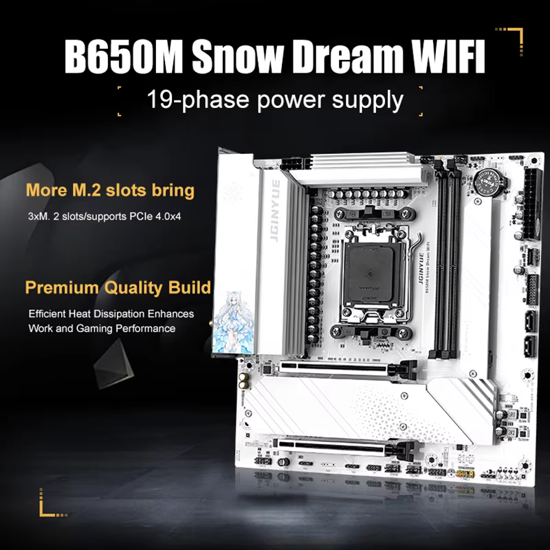 JGINYUE B650M neige rêve WIFI 6E carte mère DDR5 AM5 ordinateur de bureau de jeu
