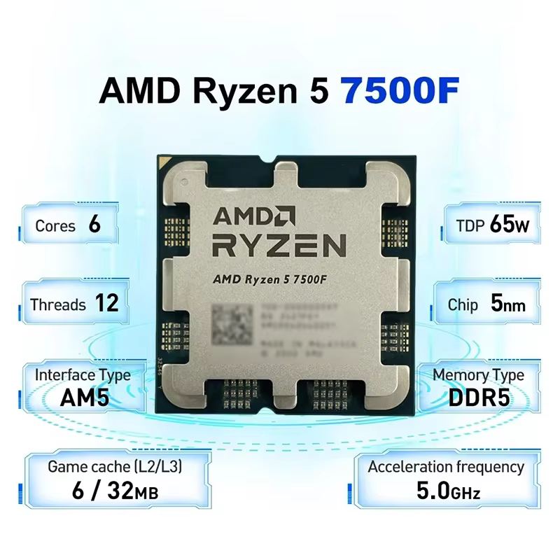 Processeur AMD Ryzen 5 7500F AM5 pour jeux | 5 nm
