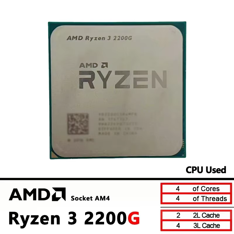 Processeur de jeu AMD Ryzen 3 2200G 4 cœurs 4 threads 3
