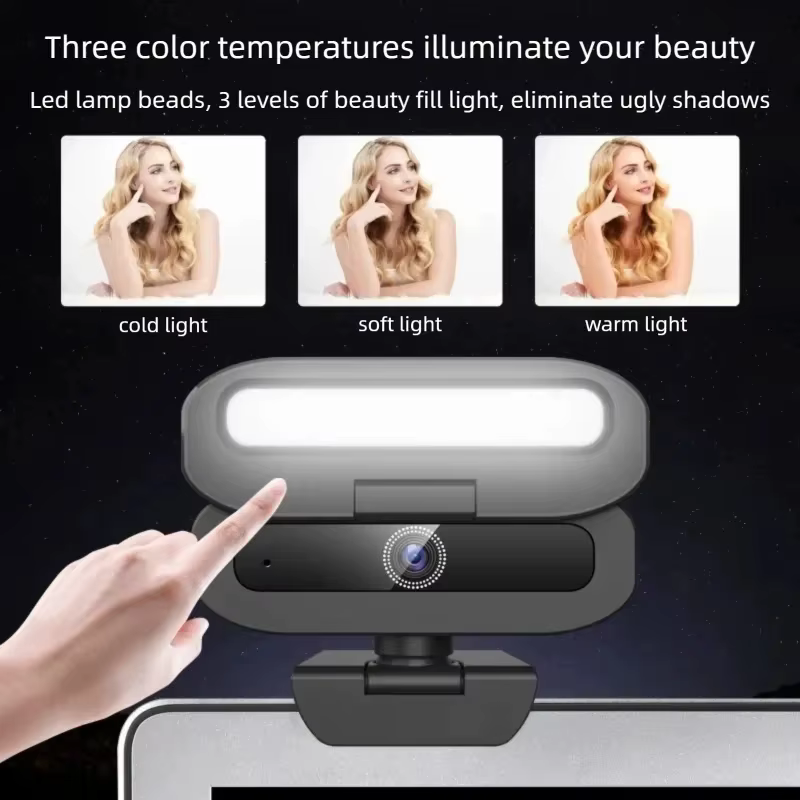 Webcam 4K pour PC avec lumière d'appoint LED