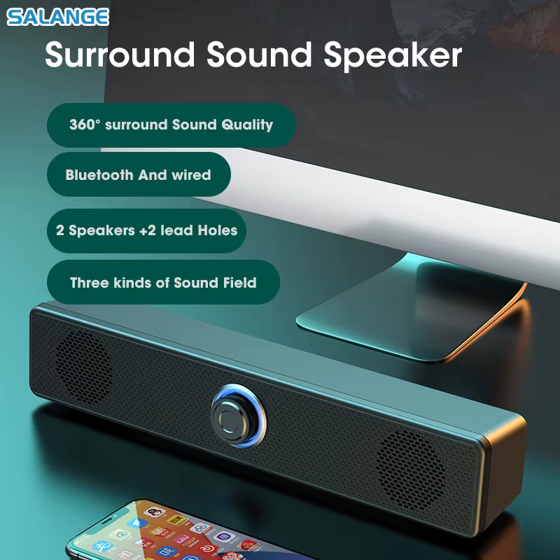 Barre de son pour PC, haut-parleur Bluetooth filaire/sans fil