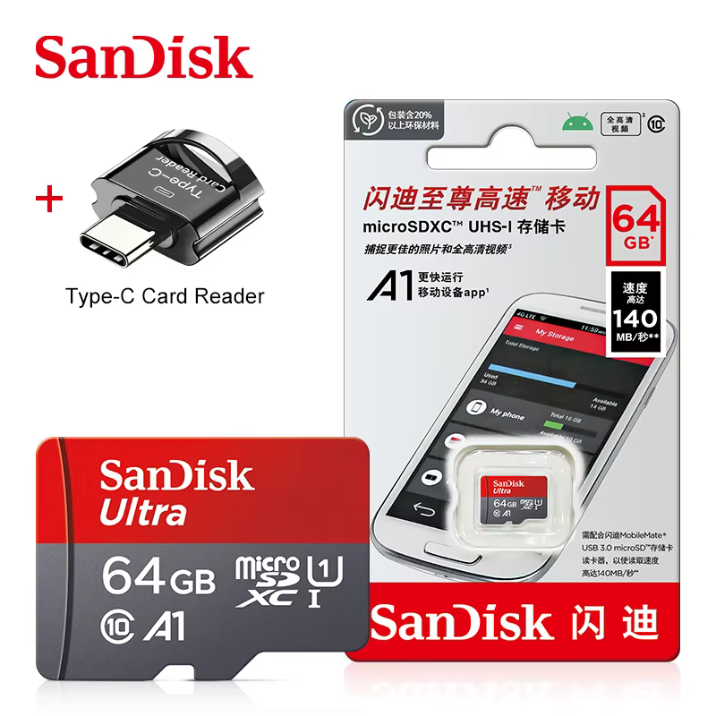 100% Original SanDisk Mini carte SD 32G microSDHC 256G 64G 128G MinSDXC UHS-I Class10