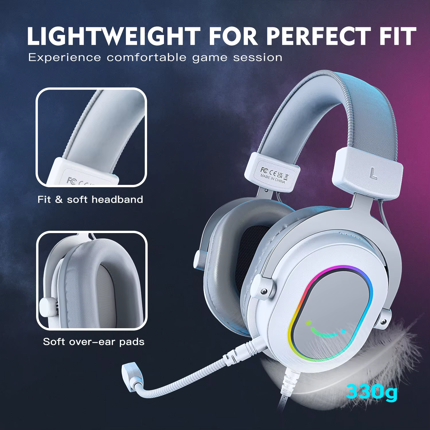 Casque de jeu FIFINE RGB avec son Surround 7.1/3-EQ/MIC