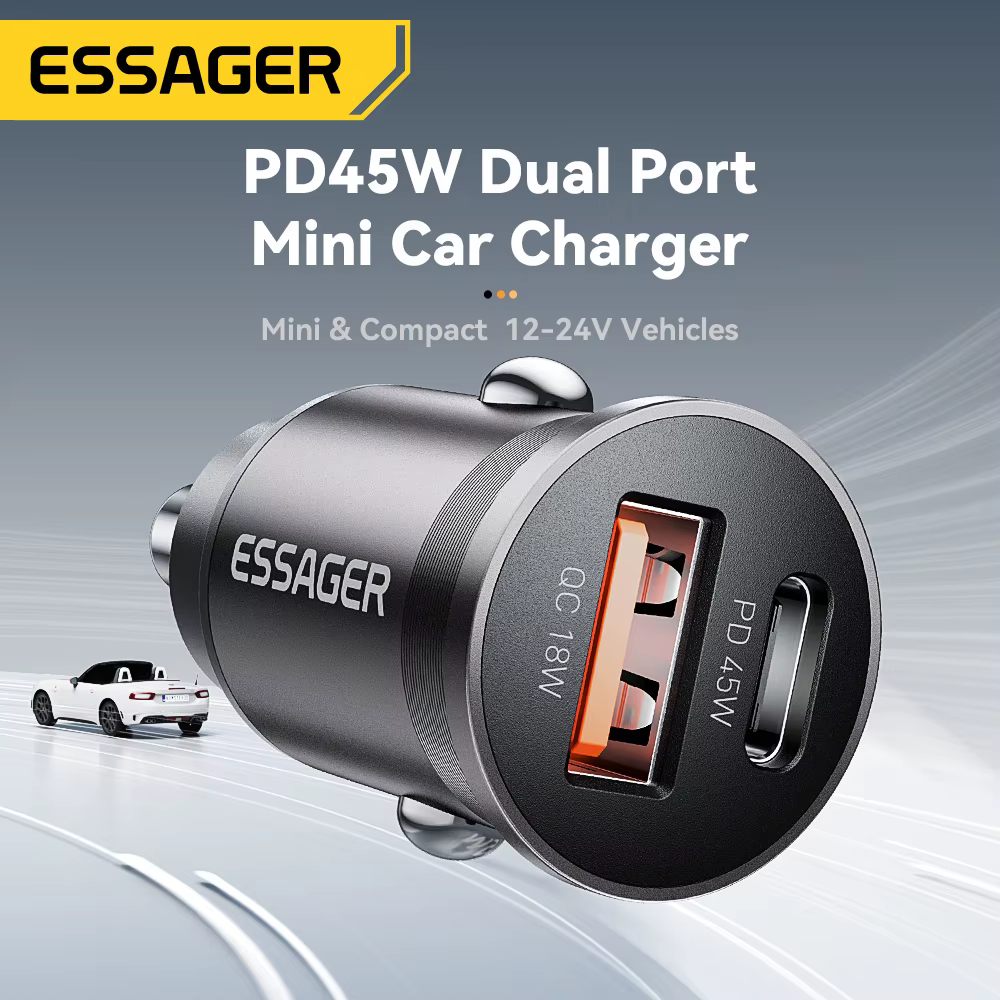 Essager 45W chargeur de voiture charge rapide double Port PD QC3.0 type-c
