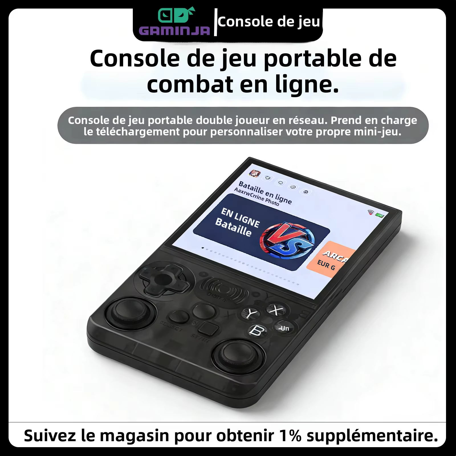 GAMINJA ANS13 Console de jeu vidéo Portable rétro écran IPS de 4.0 pouces système de jeu de poche