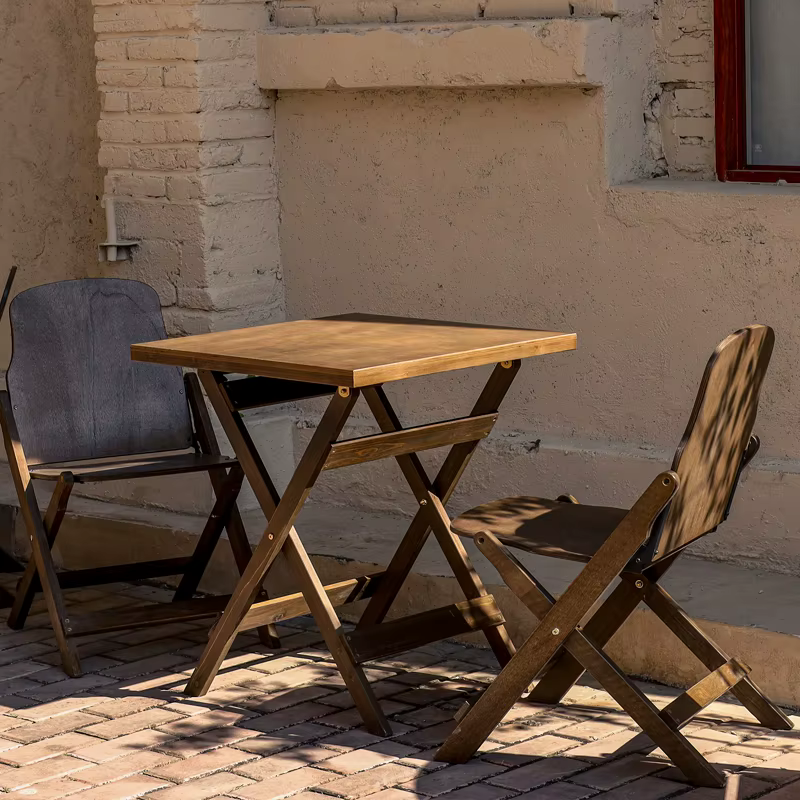 Table pliante Vintage en bois massif, Table basse pour salon, balcon, Table à thé, peu encombrante pour petits appartements, décoration de la maison