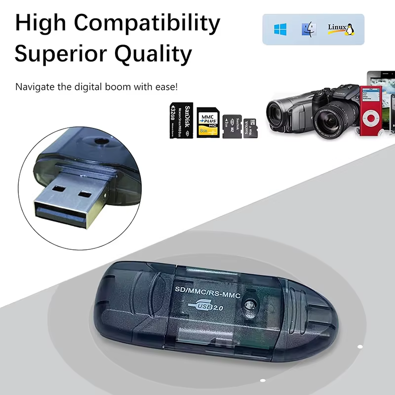 Lecteur de carte USB 2.0 SD SDHC MMC, adaptateur d'extension de carte mémoire pour PC portable, ordinateur, caméra, vue des données, Dongle de graveur de carte Micro SD