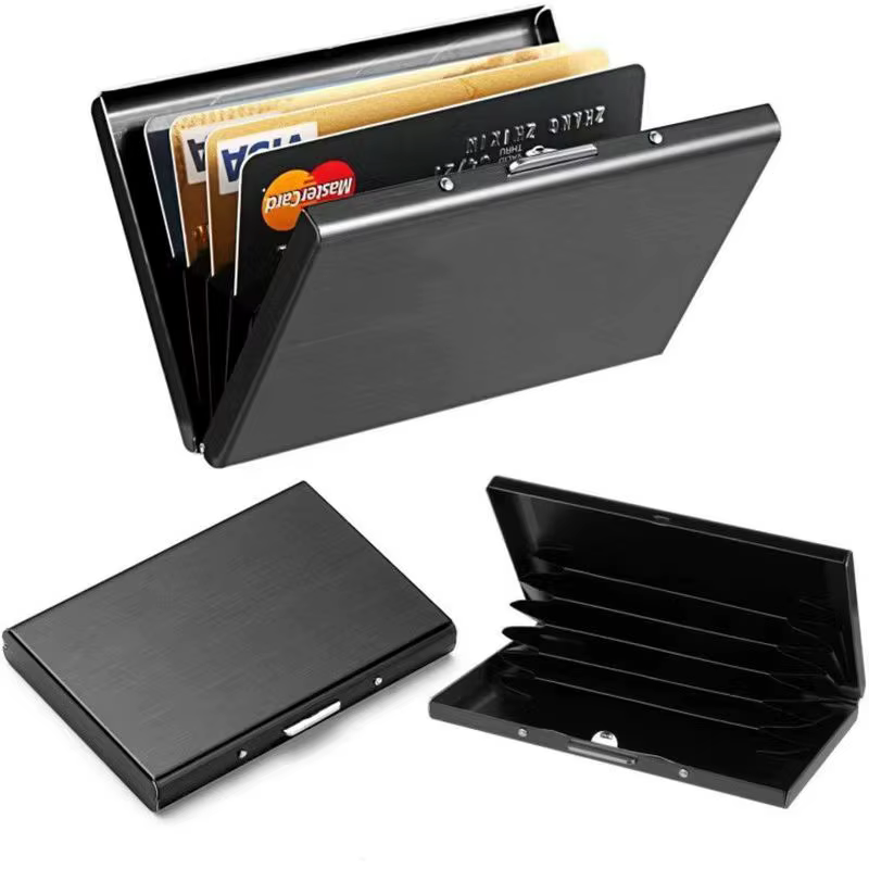 Anti-Scan RFID 6 cartes grande capacité en aluminium métal porte-carte de crédit mince blocage portefeuille étui carte de visite Protection tenir