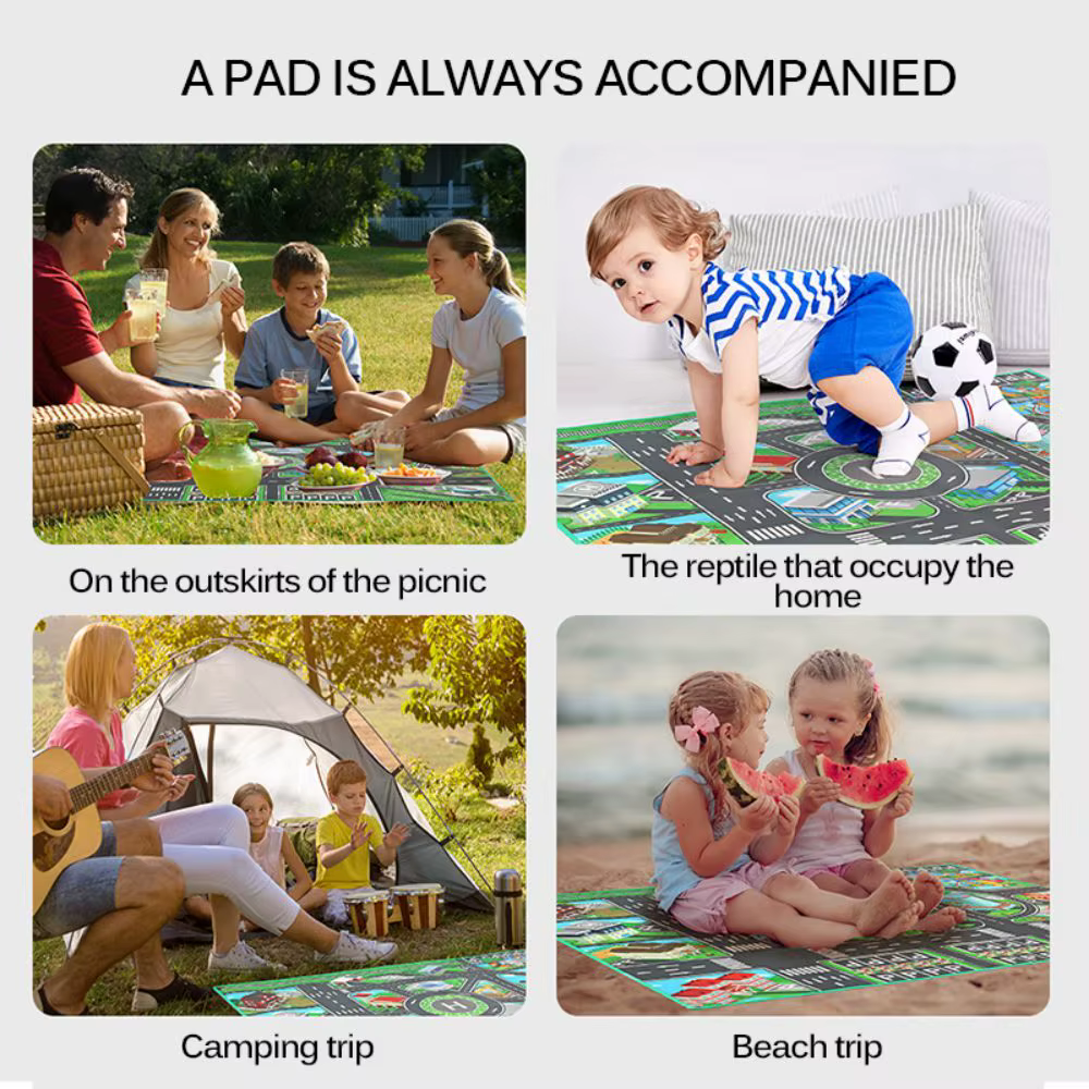 130*100CM tapis de jeu pour bébé tapis de carte de route de circulation de ville et panneau de voiture de route pliable Style nordique activités pour enfants tapis de pique-nique en plein air