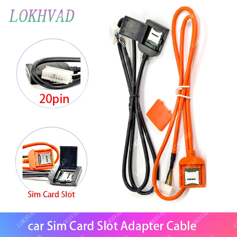 Adaptateur de fente pour carte Sim, pour Radio Android multimédia Gps 4G, connecteur de câble 20 broches, accessoires de voiture, pièce de rechange de fils
