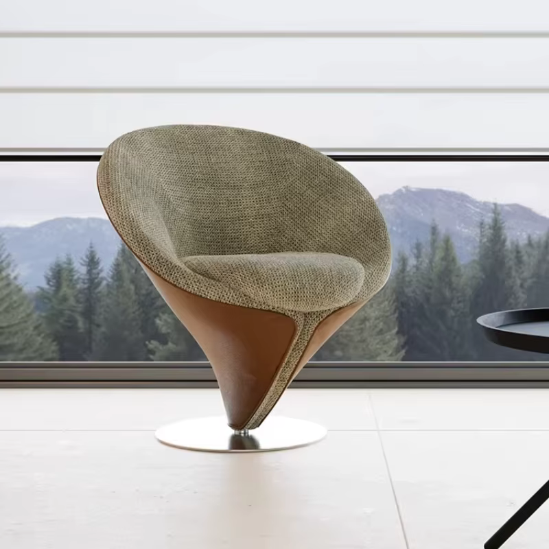 Fauteuil de salon pivotant minimaliste italien, base conique design, fauteuil d'appoint en Nappa, tabouret de maquillage de luxe, chaise de maquillage pour salon