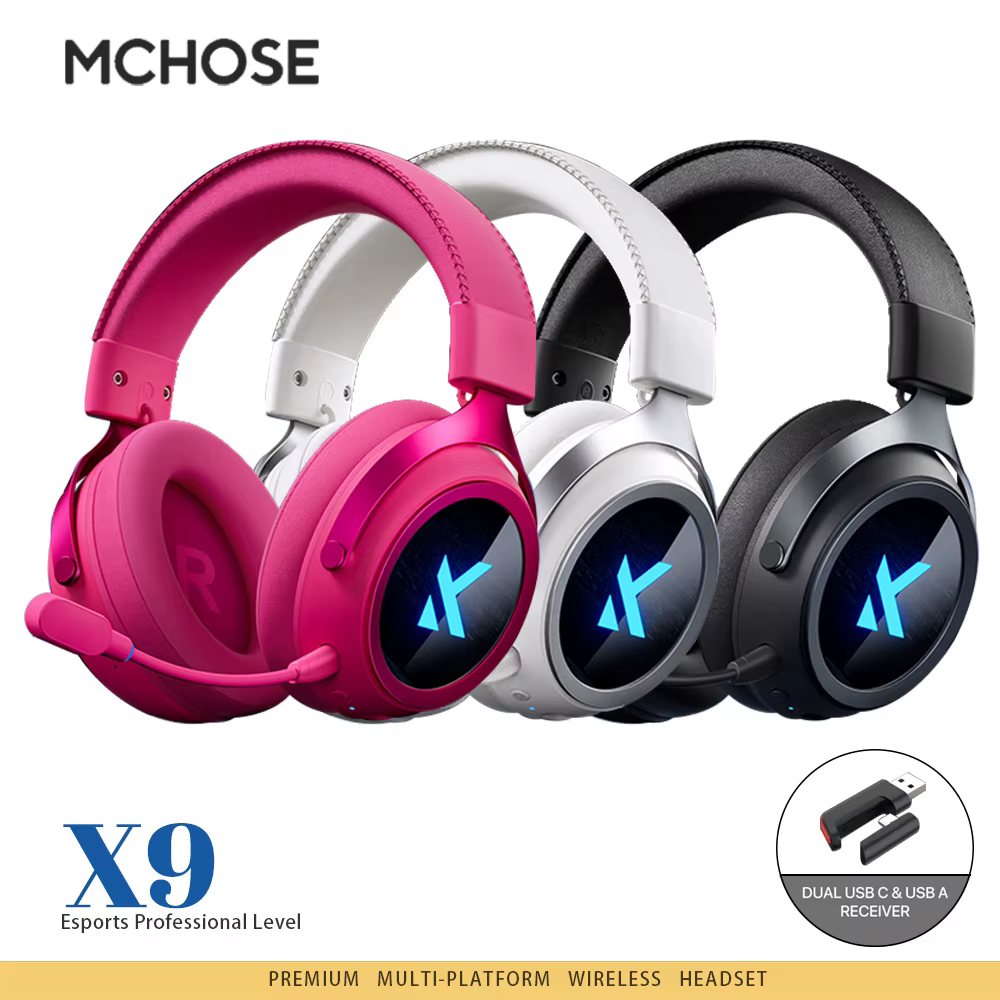 MCHOSE X9 casque de jeu sans fil 53mm 7.1 son Surround C-Media carte son professionnelle Tri Mode 2.4G BT e-sports