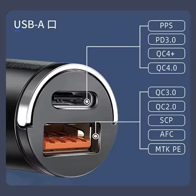 100W chargeur de voiture USB charge rapide pour IPhone QC3.0 Mini PD USB Type C