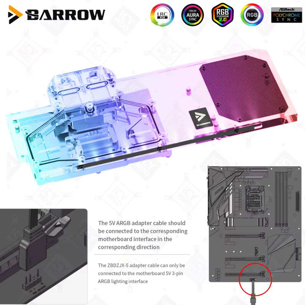 Barrow Cartes vidéo Refroidisseur d'eau BS-GIG3090-PA2 GIGABYTE 3090/3080 GAMING EAGLE cigOC GPU nuits PC