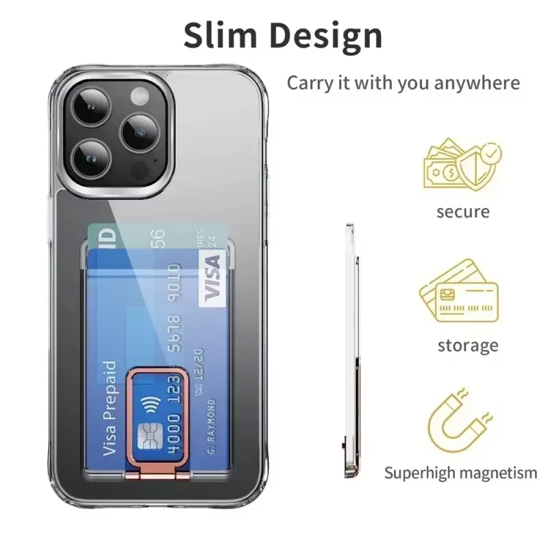 Porte-cartes magnétique Magsafe pour iPhone, porte-cartes transparent, Samsung S25, S23, S24, Ultra, portefeuille Macsafe, 16, 15, 14, 13, 12