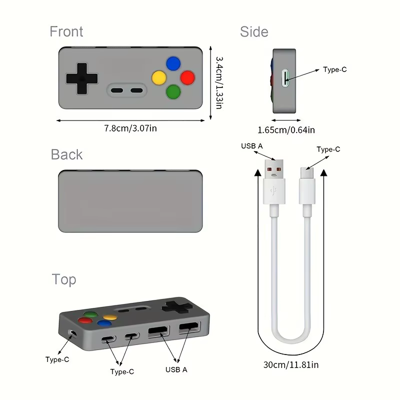 1 extension USB 4 en 1 HUB créatif portable avec 2 ports de type C et 2