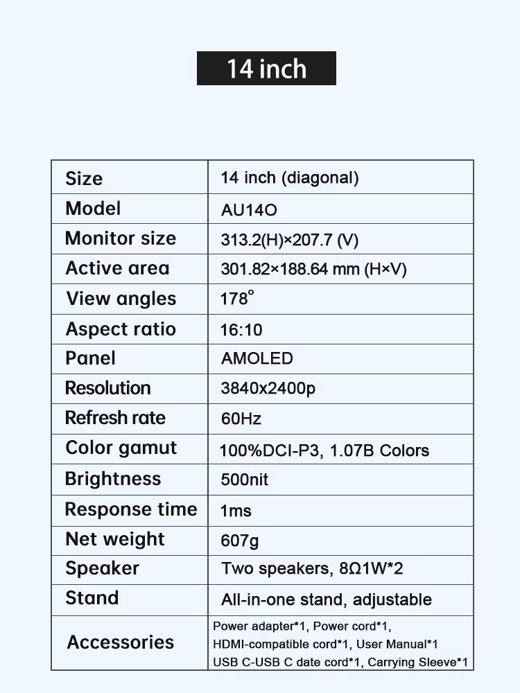 Moniteur Portable OLED 14 pouces