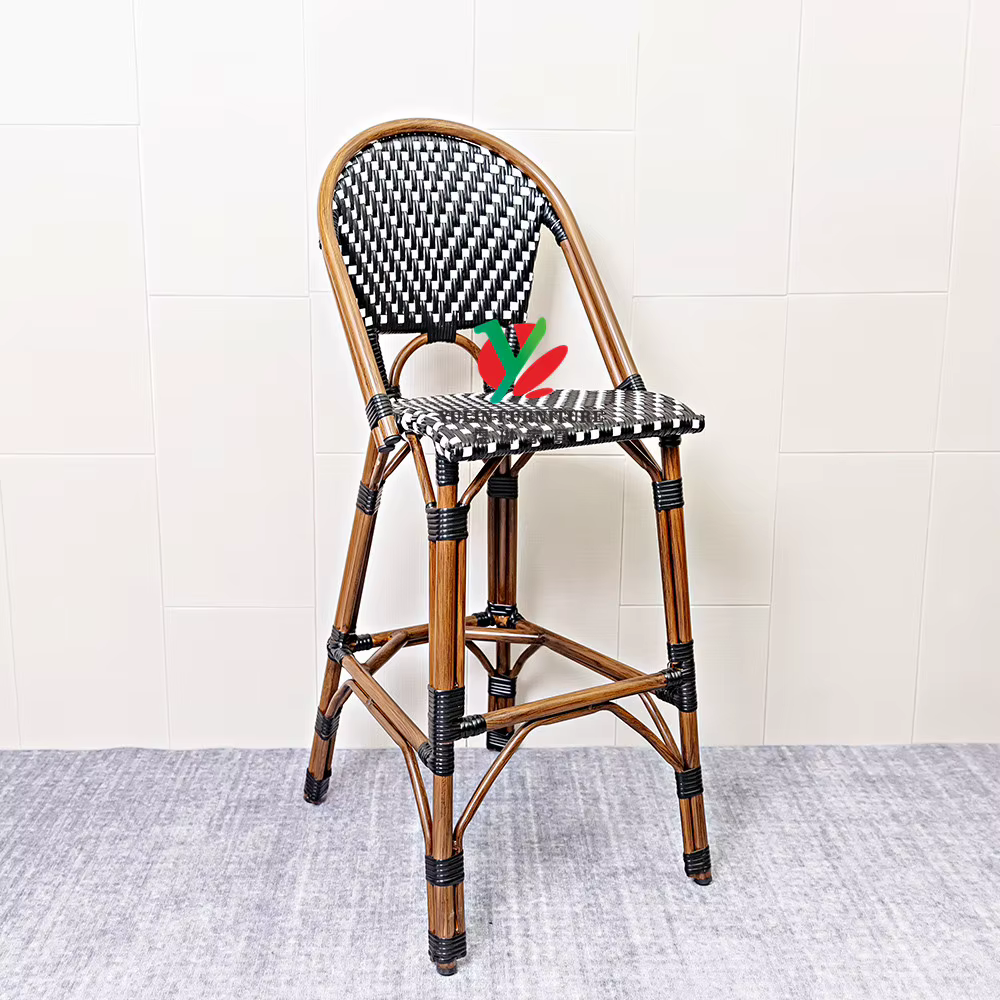 Tabouret de bar de bistro de chaises françaises en bambou d'intérieur classique extérieur