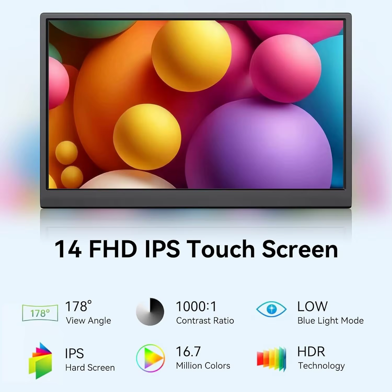 Écran portable tactile IPS de 14 pouces