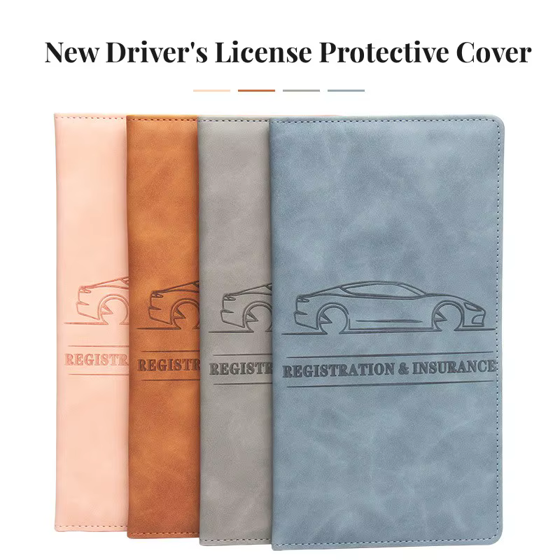 Porte-documents en cuir pour permis de conduire et assurance automobile, pour homme, avec rangement pour cartes de crédit