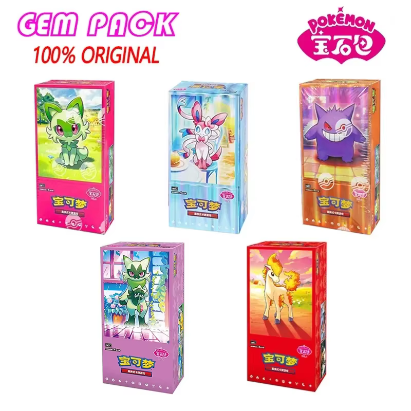 Cartes Pokémon Gempack Originales Vol.5 Vol.4 Vol.3 Vol.2 Vol.1, Sac de Collection PTCG, Boîte Gemme, Deck, Cartes Sprigatito Eevee Pikachu Gengar
