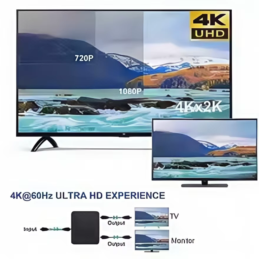 Répartiteur HDMI 1x2 4K – Distributeur vidéo 1 entrée 2 sorties pour double moniteur