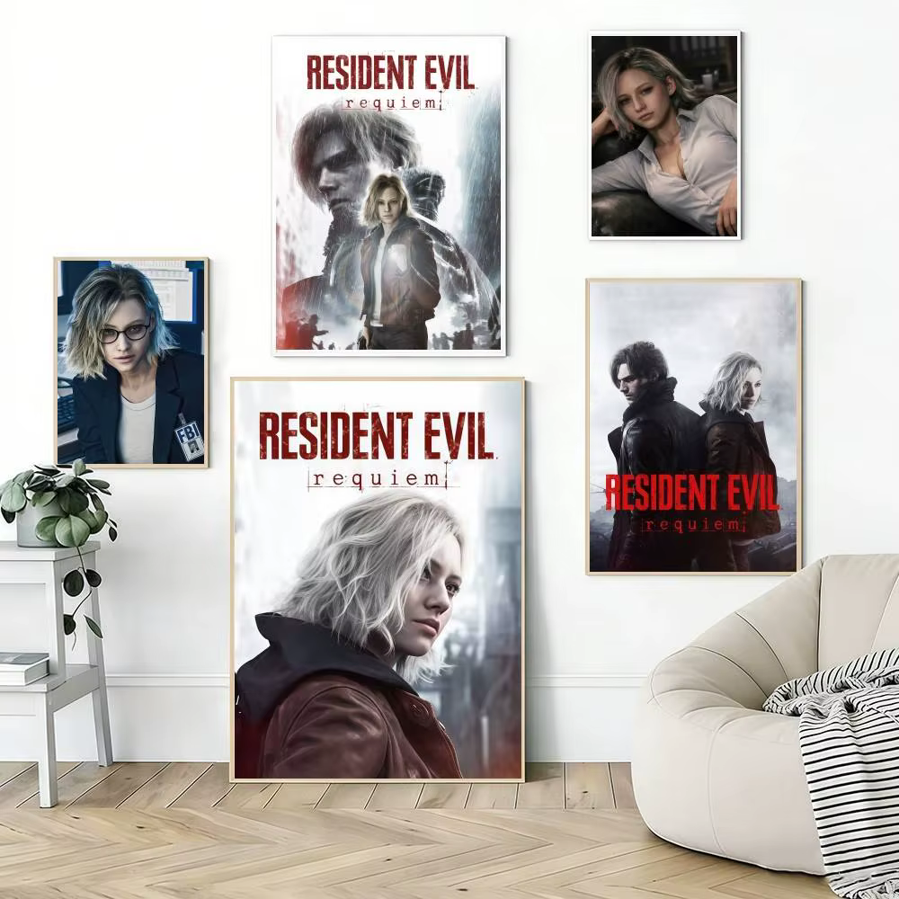 Affiche autocollante décorative R-Resident Evil Requiem pour chambre à coucher
