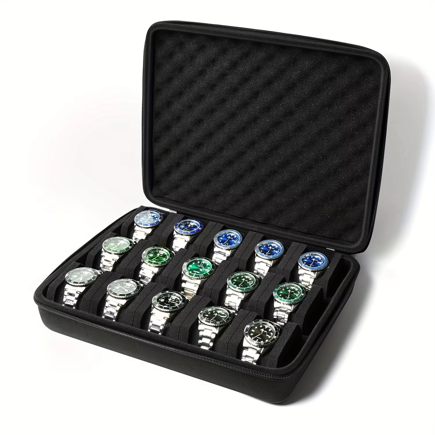 Boîte de montre 15 cartes, magasins 15 montres, adaptée aux montres grandes et petites, avec oreiller éponge antichoc, portable pour voyage