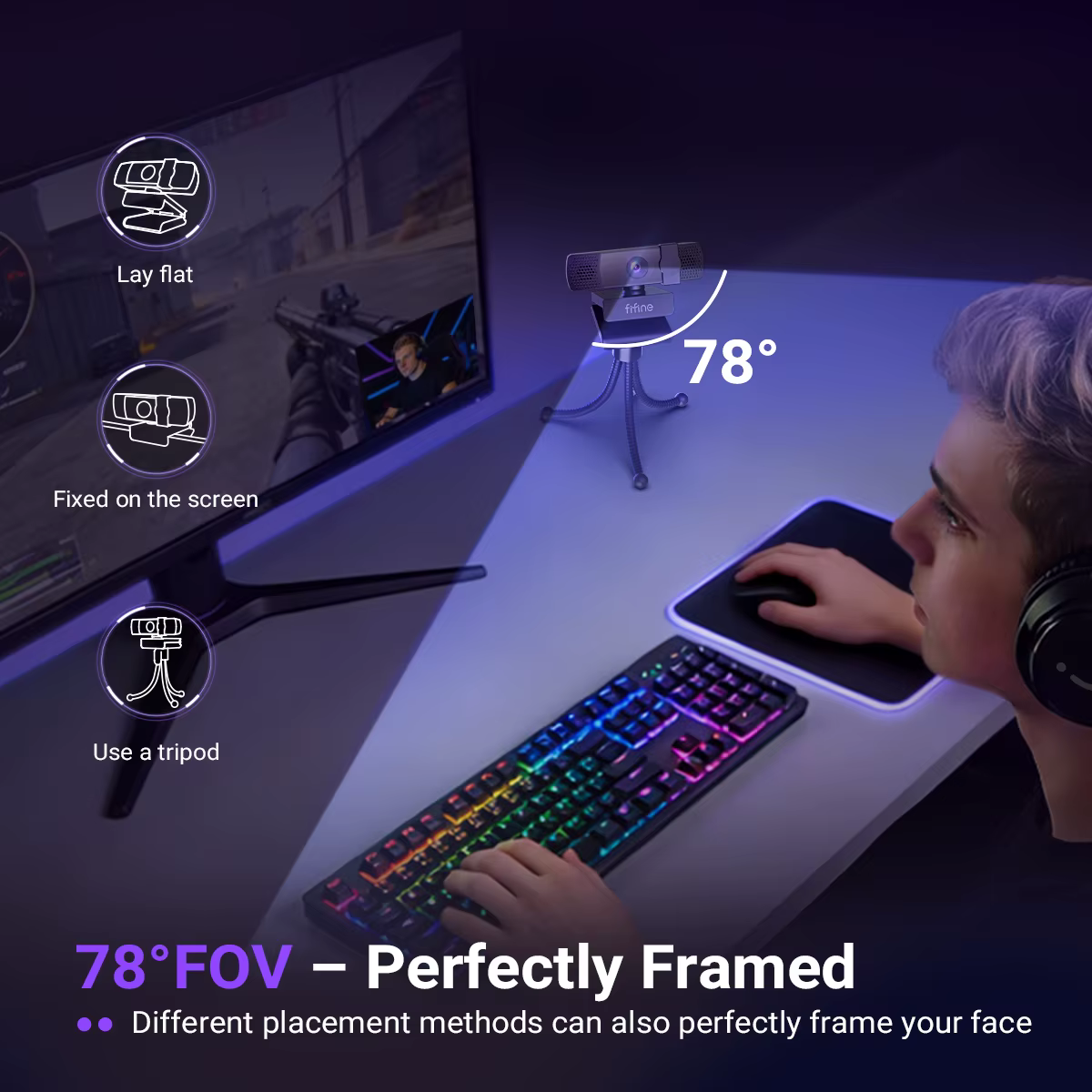 FIFINE 2K QHD PC Webcam pour les jeux et la diffusion en direct