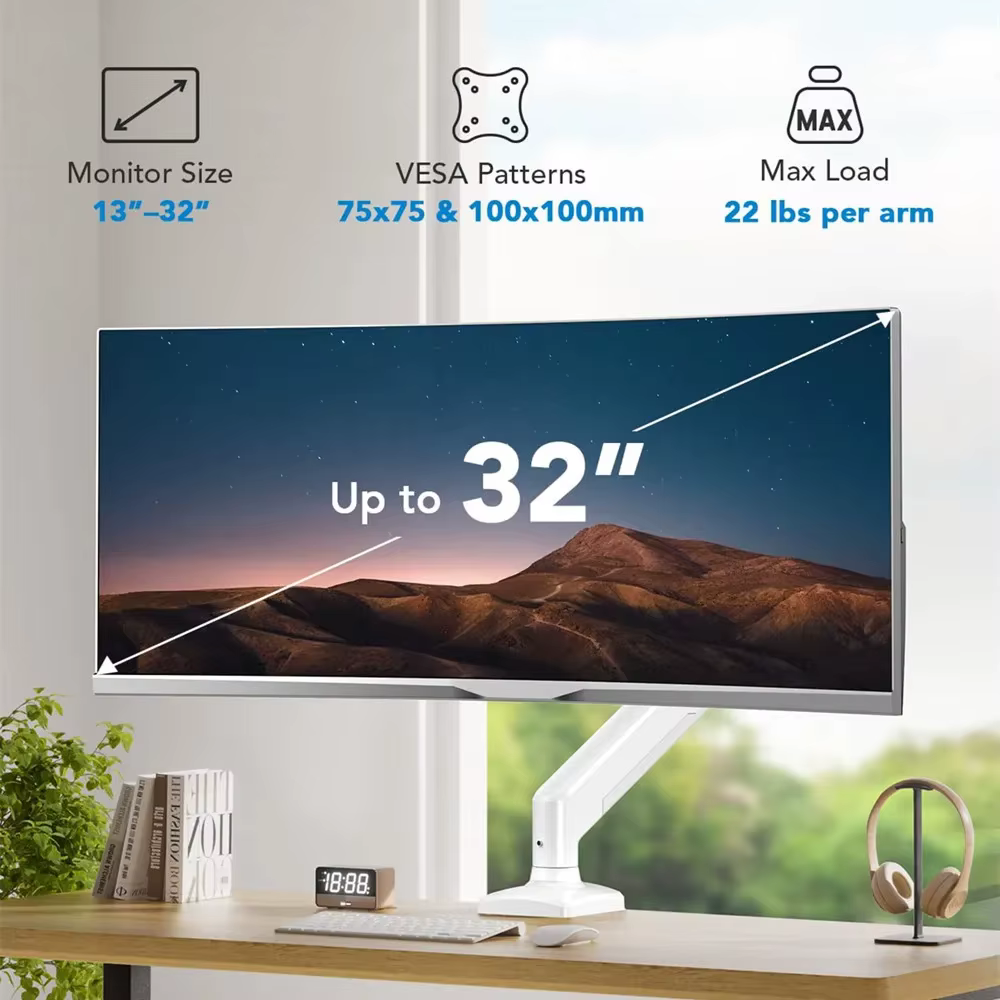 Support universel pour moniteur unique jusqu'à 32 pouces et 19.8 lb par écran
