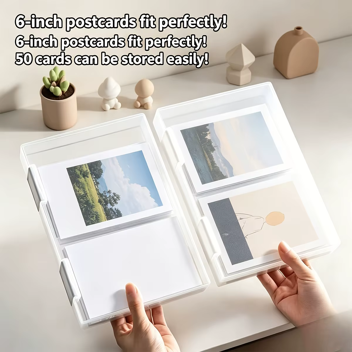 Boîte de rangement en plastique grande capacité pour cartes postales, organiseur de photos divisé, étui pour photos et autocollants, fournitures de rangement de bureau