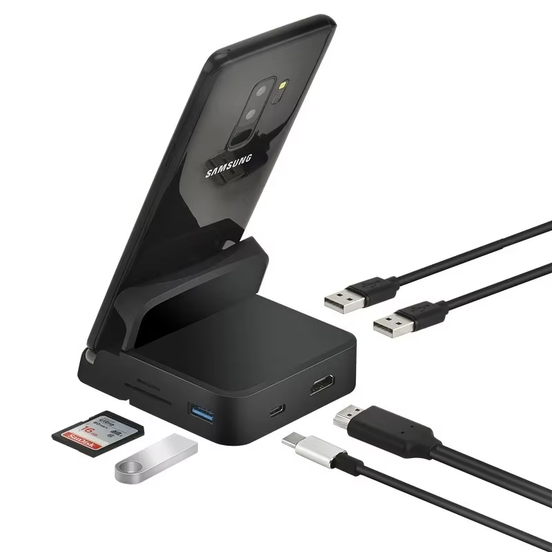Station d'accueil USB-C 8-en-1 avec support pour téléphone
