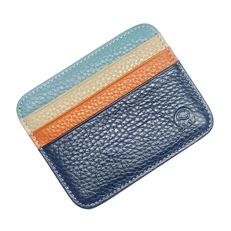 Porte-cartes en cuir véritable – Portefeuille fin pour cartes d'identité/banque/crédit, étui Compact pour cartes d'argent et de Bus (Protection RFID)