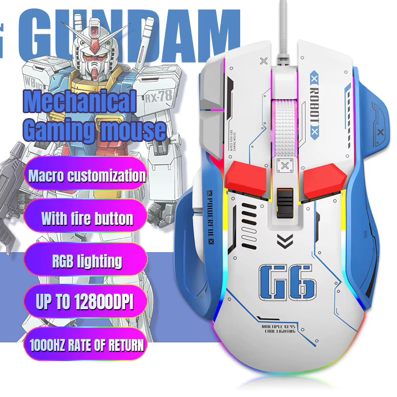 Souris de jeu mécanique filaire FreeWolf G6