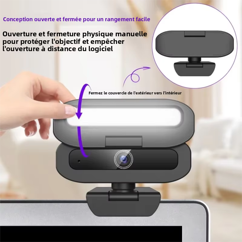 Webcam 4K pour PC avec lumière de remplissage LED