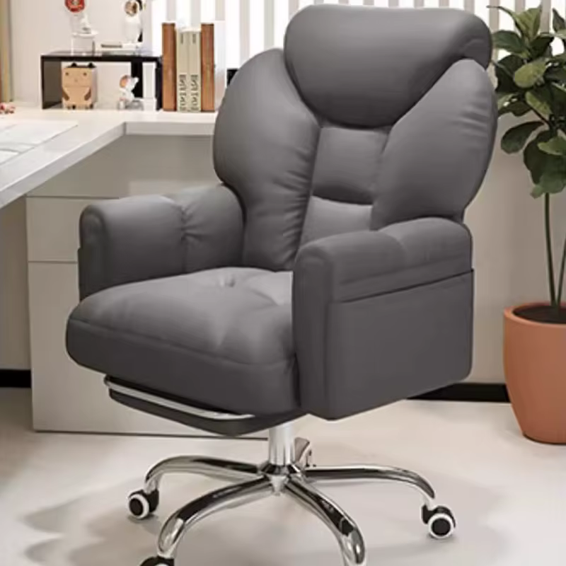 Chaise de Bureau Moderne Blanche avec Repose-Pieds Mobile