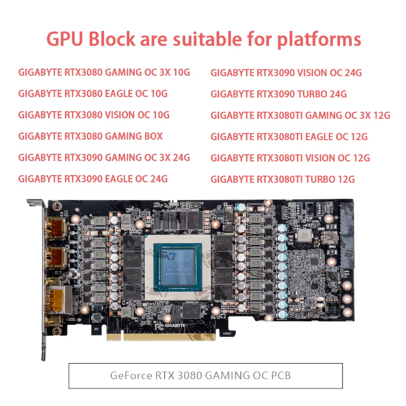 Bykski bloc d'eau utilisé pour GIGABYTE RTX 3080 GAMING OC 3X 10G/3090/3080ti carte GPU/bloc de radiateur en cuivre N-GV3090GMOC-X