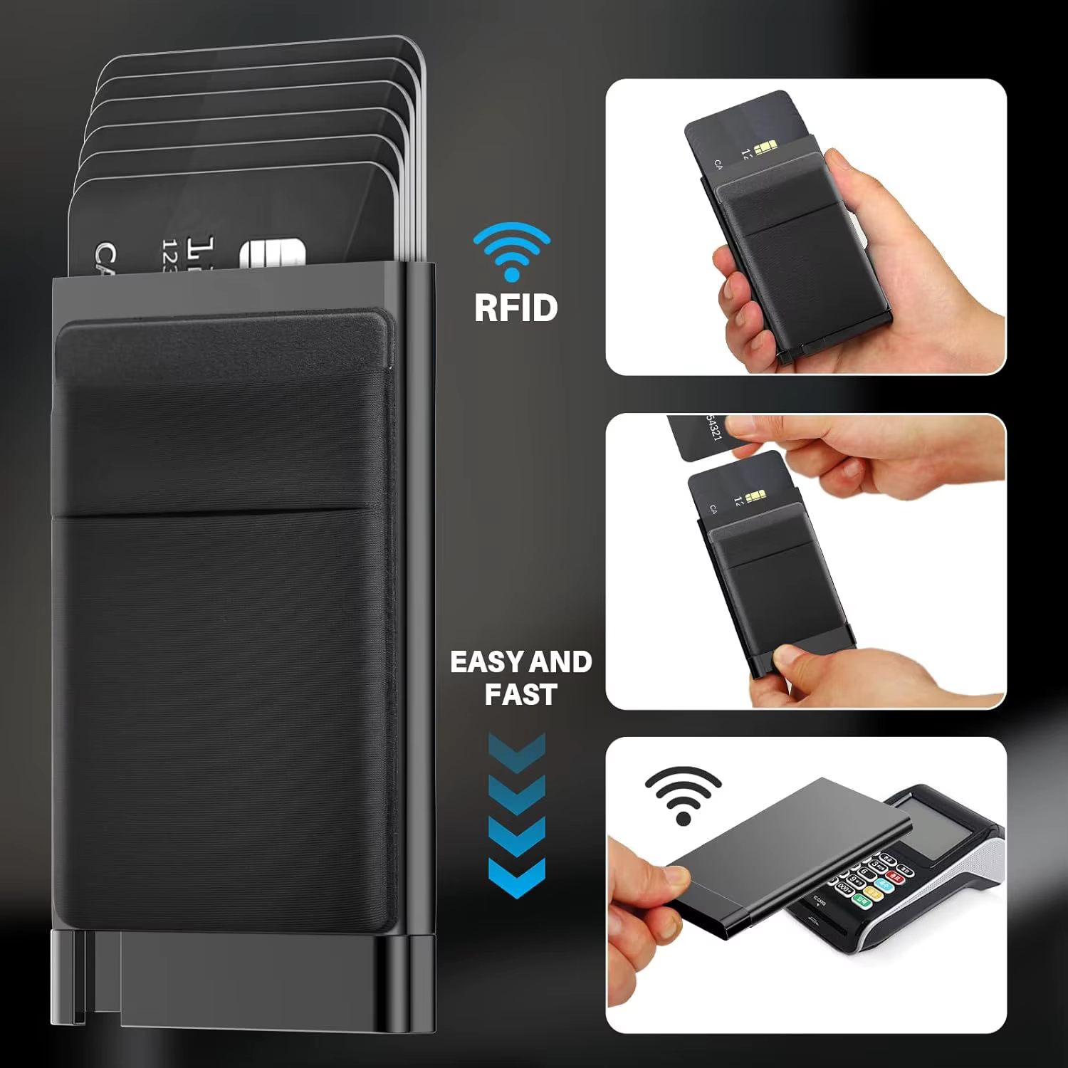 Porte-cartes antivol avec protection RFID, design en alliage d'aluminium, léger et résistant au vol pour un stockage sûr des cartes au quotidien