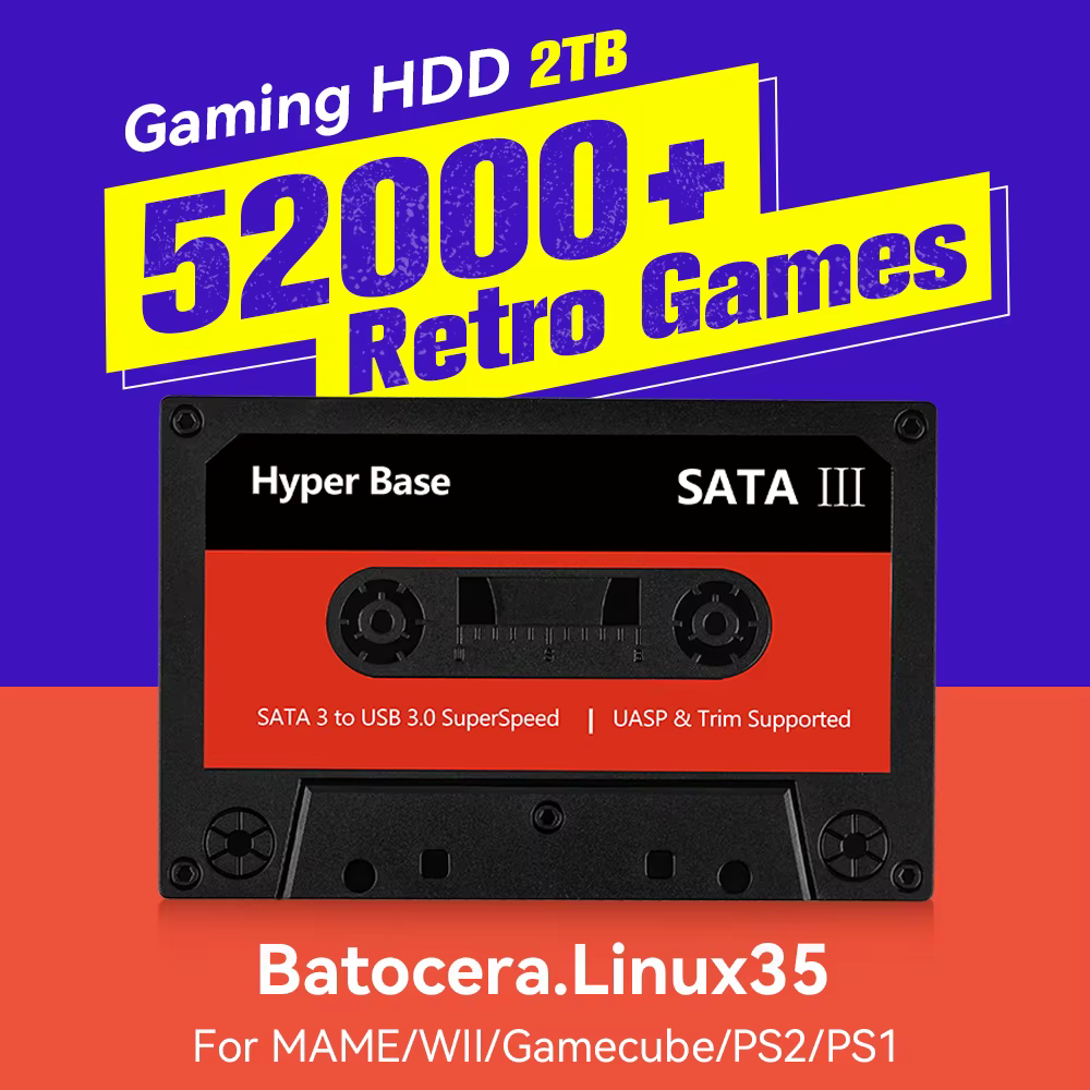 Console de jeux rétro Batocera 500 Go/2 To avec plus de 52 000