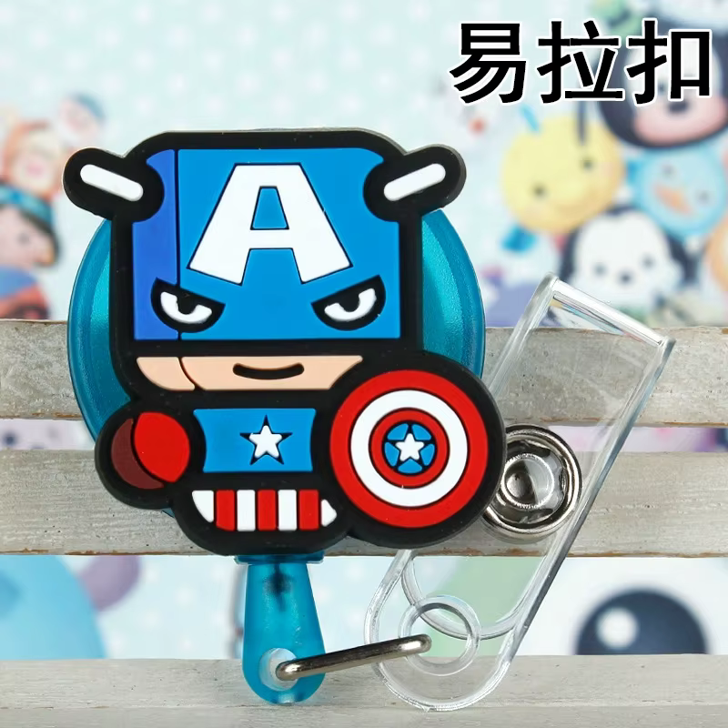 Porte-carte d'identité Captain America Marvel avec clip réglable pour carte d'employé, carte d'infirmière, carte de poitrine, carte de bus étudiante