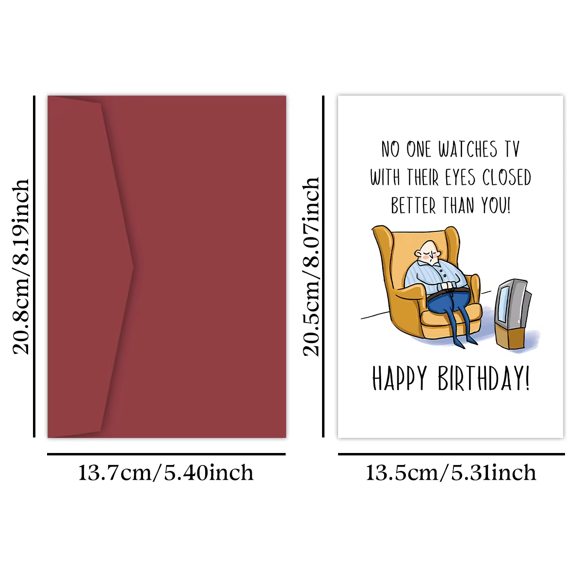 Carte d'anniversaire créative et amusante, carte d'anniversaire amusante pour papa, mari, grand-père, regarder la télévision avec les yeux fermés, carte de merci, 1 pièce