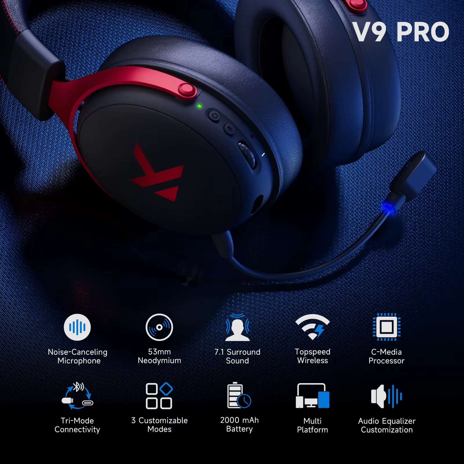 Casque de jeu MCHOSE V9 Pro sans fil