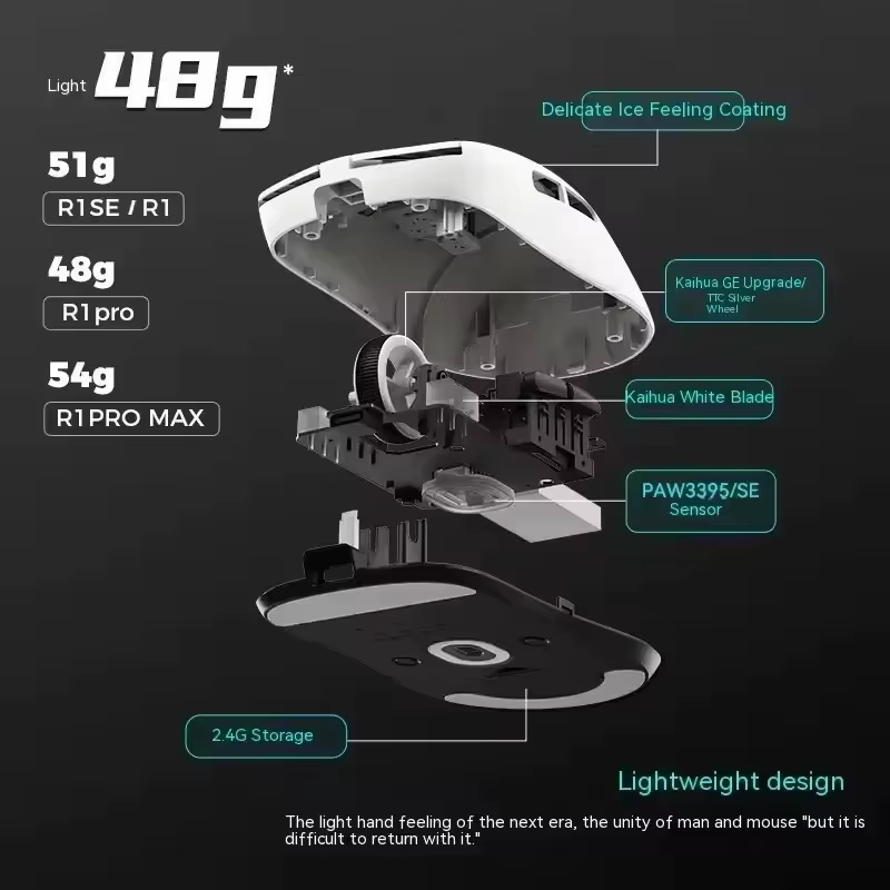 Souris sans fil VXE Dragonfly R1, capteur PAW3395, Nordic 52840, 2KHz, souris de jeu FPS, vitesse intelligente, faible latence, jeu, bureau