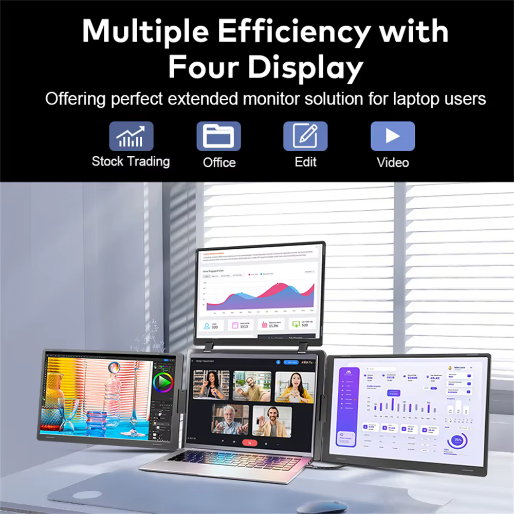 Moniteur LCD à Triple écran pour ordinateur Portable